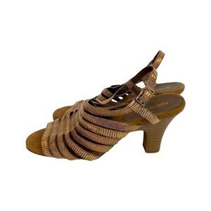 Aerosoles Metallic Brown Strappy Chunky Comfort Heels